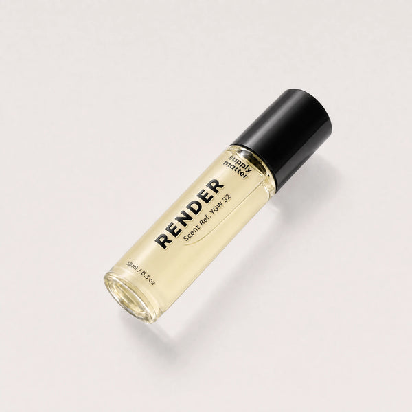RENDER liquid cologne bottle, angled side view