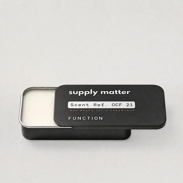 FUNCTION solid cologne tin, angled side view