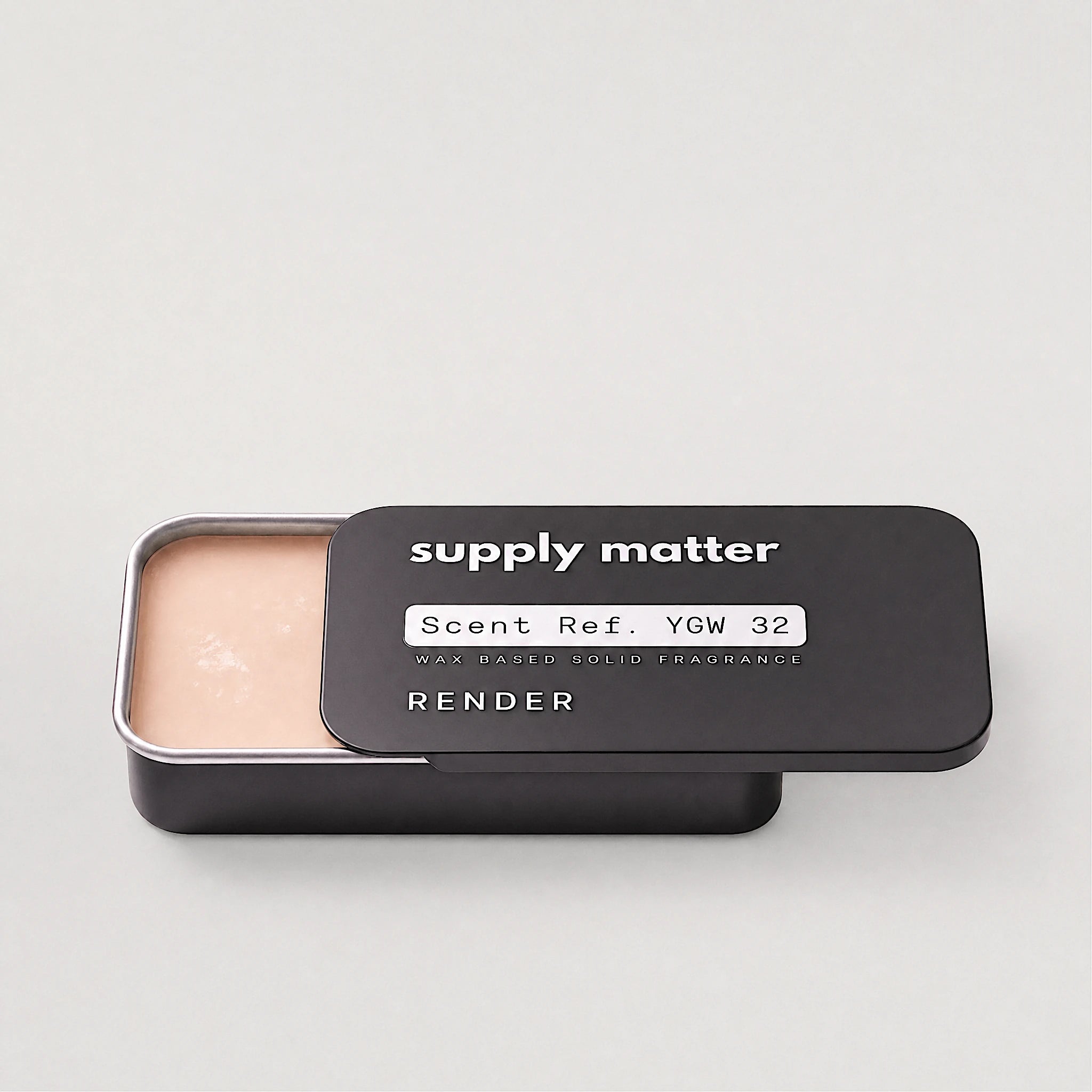 RENDER solid cologne tin, angled side view